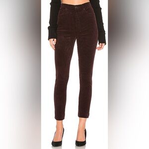 Citizens of Humanity Olivia high rise slim ankle chord in Merlot color